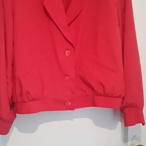 Lilli Ann Collection Red Silk Derby Style Jacket L